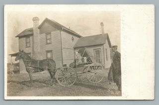 Dog & Girl In Horse Cart Wagon Rppc Osceola Indiana—st.  Joseph County 1911