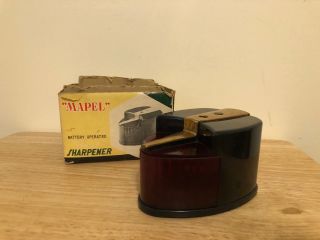 Vintage Mapel Battery Operated Pencil Sharpener Rare Mid Century Modern
