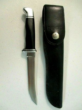 Vintage Buck 105 Fixed Blade Knife W/ Leather Sheath =