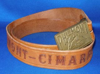 Vintage Boy Scout Tooled Leather Belt & Buckle Philmont Cimarron Mexico