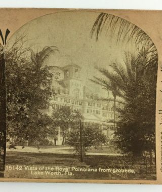 Antique Stereoview The Royal Poinciana Hotel Lake Worth FL Griffith and Griffith 3