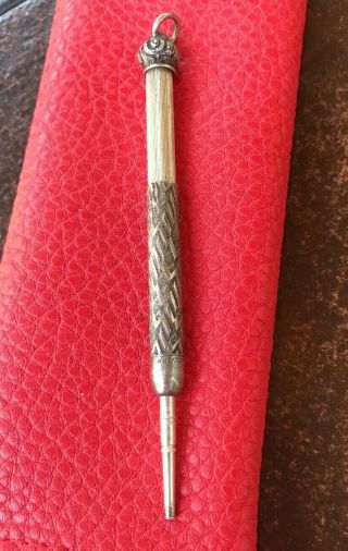Antique Victorian Sterling Silver Mechanical Retractable Pencil Chatelaine