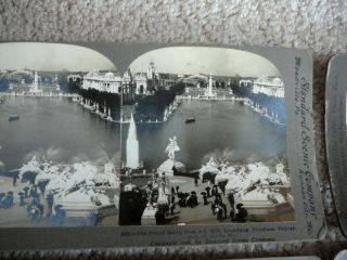 1904 ST LOUIS WORLDS FAIR - EIGHT BLACK & WHITE REAL PHOTO STEREOVIEW CARDS GD 3