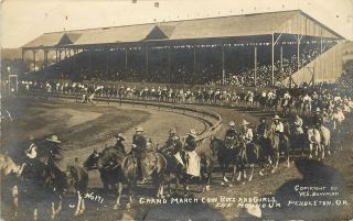 1912 Rppc Grand March Cow Boys & Girls Pendleton Or Roundup Rodeo,  Bowman 171