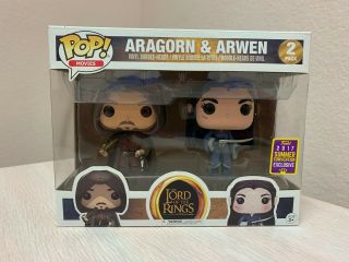 Funko Pop Movies Aragorn & Arwen Lord Of The Rings 2 Pack Sdcc/con Exclusive