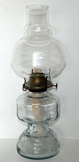 Vintage Farm House Style Oil Kerosene Glass Lamp About 15 Inches Wick