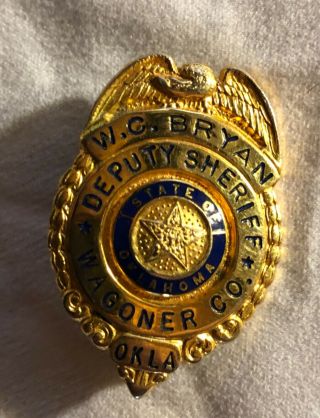 Oklahoma Deputy Sheriff Obsolete Mini Badge Lapel Pin Wagoner County Named