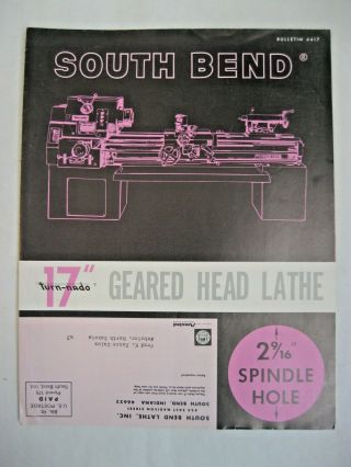 1964 South Bend 17 " Geared Head Lathe Brochure/ Poster