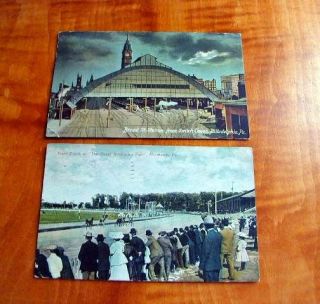 1909 Post Card Philadelphia,  Pa Railroad Station,  1909 Allentown Pa Race Track