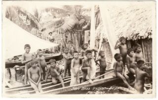 Panama San Blas Indian Boys Nude Guna Kuna People Rppc Real Photo Postcard 1930s