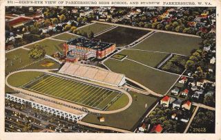 Parkersburg West Virginia High School Birdseye View Antique Postcard K104877