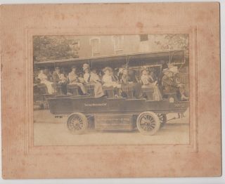 1908 Cabinet Card - Auto Tour Bus 2 - " See Washington " - Measures Overall 8 " X 10 "