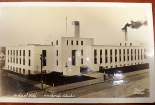 Antique 1947 Post Card Anchorage Alaska Ak Federal Building Thomas Foto Shop