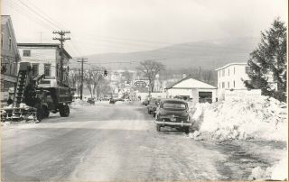 Ludlow,  Vt Rppc Main Street In Winter Showing Snow Removal Machine C1950