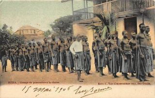 Belgian Congo - Boma - A Chain Gang - Native Prisoners - Publ.  C.  Van Cortenberg