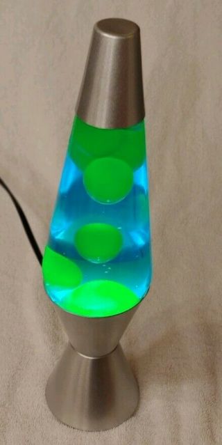 Motion Retro Blue And Green Lava Lamp 14.  5 Inches Tall.  Well