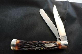Vintage Camillus 717 York Usa 4 1/8 " Pocket Knife 2 - Blade Bone Trapper