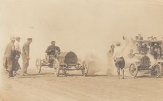 Rppc Real Photo Postcard / Racing Cars At Start Of An Automobile Race C1910