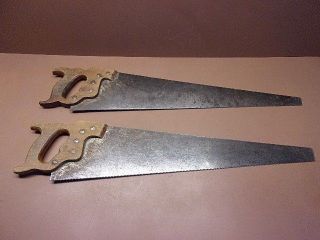2 Early Carpenter Hand Saws Henry Disston / H.  K.  Porter Antique Tools Exc.  Cond.