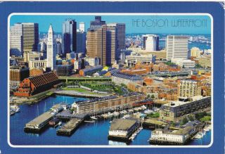 Boston,  Ma Aerial View Of Waterfront In 1990,  With Marriott/custom House Tower,