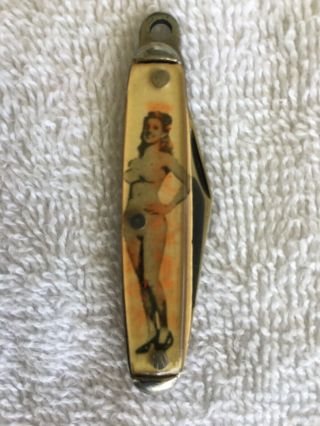 Antique / Vintage Naked Lady Pocket Knife 2 1/2” Long Closed & 4 1/4” Opened