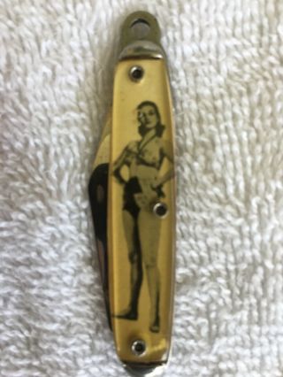 Antique / Vintage Naked Lady Pocket Knife 2 1/2” Long Closed & 4 1/4” Opened 2