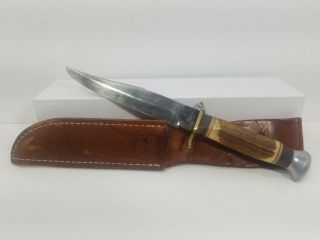 Kissing Crane Orleans Bowie Fixed Blade Knife With Brown Leather Sheath