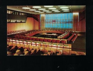C 1965 Economic And Social Council Chamber United Nations York Postcard