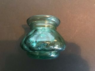Small Vintage / Antique Eapg Honeycomb Green Glass Shade For Miniature Oil Lamp