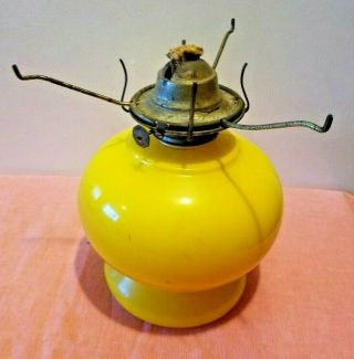 Vintage Yellow Glass Oil Lamp Round Base No Shade