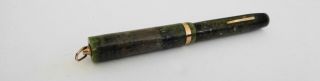 Vintage Marbled Green Sheaffer White Dot Ring Top Fountain Pen 4 3/4 "