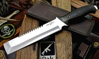 Cfk Ipak Handmade D2 Modern Hybrid Chisel Tanto Machete - Bushcraft Blade Knife