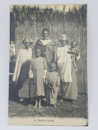 Senegal? Laobe Family Rare Postcard Antique Ca 1915 Unposted Africa Tribe