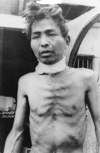 Japanese Soldier Prisoner Of War? Real Photo Antique Postcard J80378