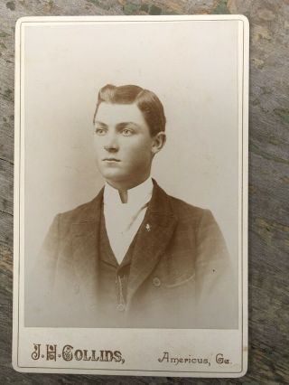 1880’s YOUNG Man HANDSOME School Boy CABINET CARD PHOTO Americus Georgia 2