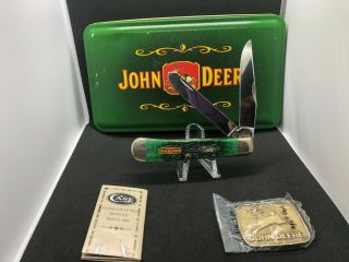 Case XX USA 2001 Green Bone 6254 SS John Deere Trapper Knife 4