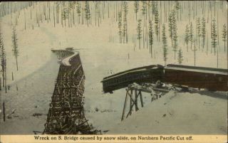 Publ Wallace Id Rr Train Wreck Bridge Out Snow Slide North Pacific Cut Off Pc