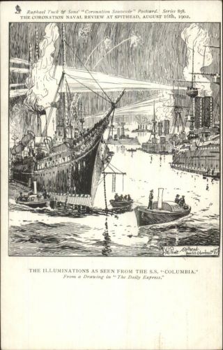 Tuck Coronation Series 858 Naval Review Ships Spithead 1902 Postcard