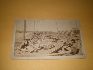 Cabinet Card Photograph Sioux City Flood Street View Look West From Stock Yards