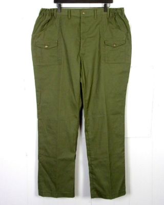 Vtg 80s Bsa Boy Scouts Of America Olive Twill Uniform Cargo Pants Adult 44 X 33