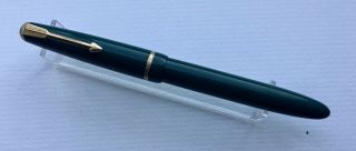 Vintage Parker Slimfold Fountain Pen,  Green With Gold Plated Trim,  14ct Nib