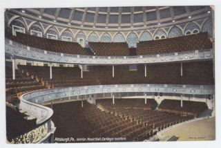 Pittsburgh Pa Interior Of Music Hall Carnegie Institute 1909