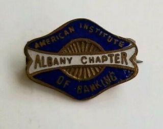 Vintage American Institute Of Banking Enamel Pin Albany Ny Chapter 3/4 " X 1/2 "