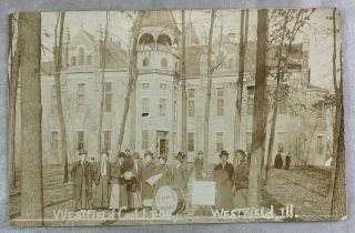 1908 Rppc Real Photo Postcard Westfield Illinois College Band