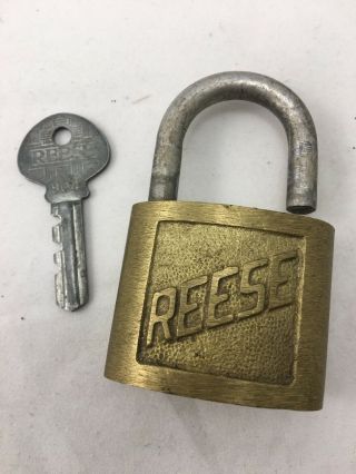 Vintage Reese Padlock W Key Rare Old Lock Brass Antique
