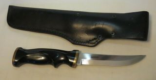 Vintage Sandvik Fixed Blade Knife With Leather Sheath