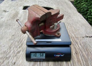 VINTAGE DUNLAP 05241 10 LB.  BENCH VISE WITH SWIVEL BASE,  ANVIL AND PIPE 3 