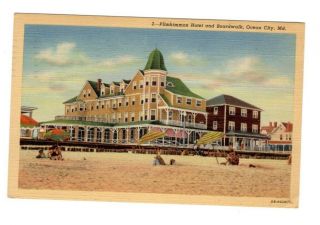 Ocean City Md Old Postcard Plimhimmon Hotel Boardwalk Not Mailed