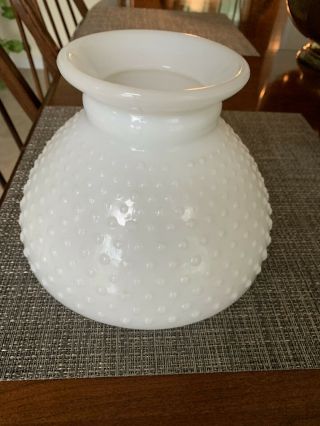 Vintage White Milk Glass Hobnail Oil Kero Lamp Shade 10 " Fitter Aladdin Rayo B&h
