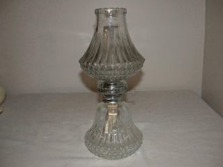 Vintage Lamplight Farms Oil Lamp Heavy Clear Diamond Crystal Glass Austria